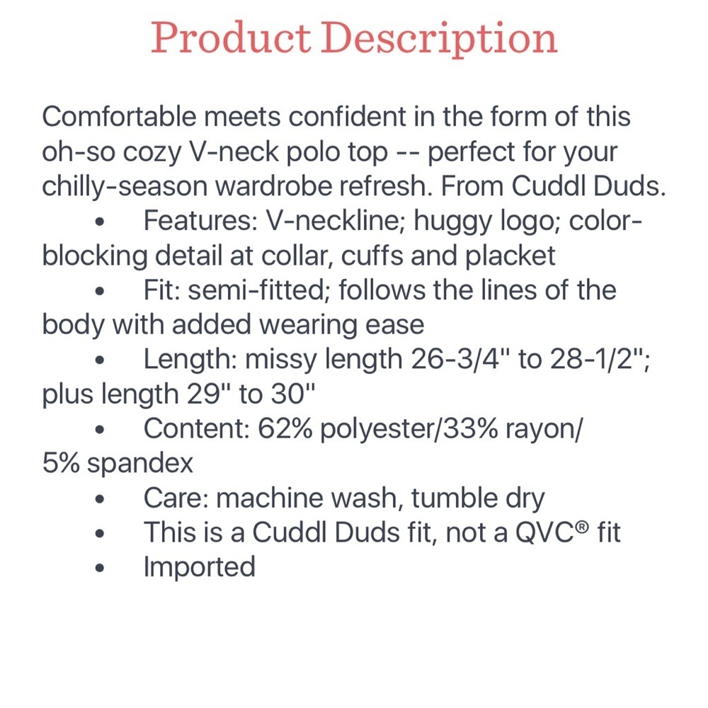 Cuddl Duds long sleeve color block polo - Picture 8 of 9